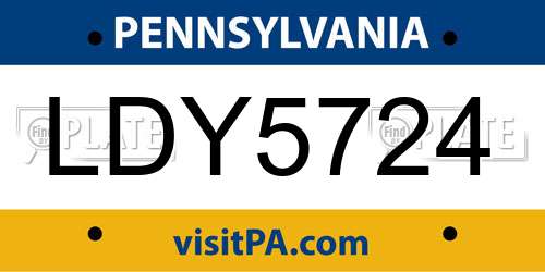 LDY5724 Pennsylvania License Plate