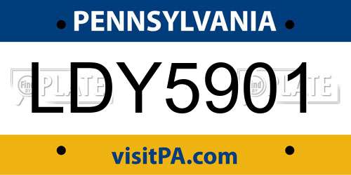 LDY5901 Pennsylvania License Plate