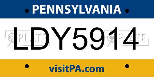 LDY5914 Pennsylvania License Plate