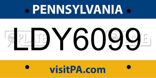 LDY6099 Pennsylvania License Plate