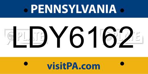 LDY6162 Pennsylvania License Plate