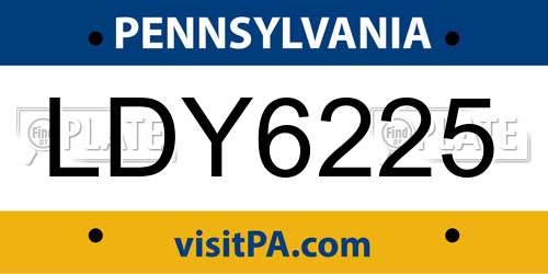 LDY6225 Pennsylvania License Plate