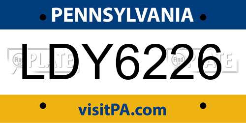 LDY6226 Pennsylvania License Plate