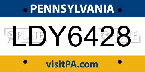LDY6428 Pennsylvania License Plate