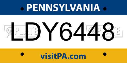 LDY6448 Pennsylvania License Plate