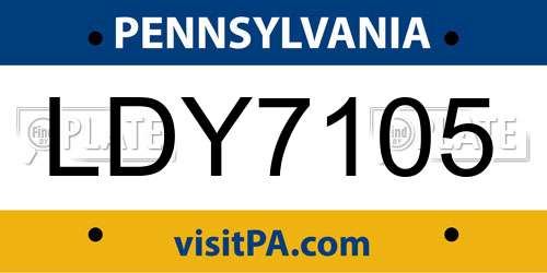 LDY7105 Pennsylvania License Plate