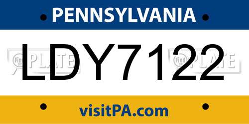 LDY7122 Pennsylvania License Plate