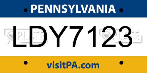 LDY7123 Pennsylvania License Plate