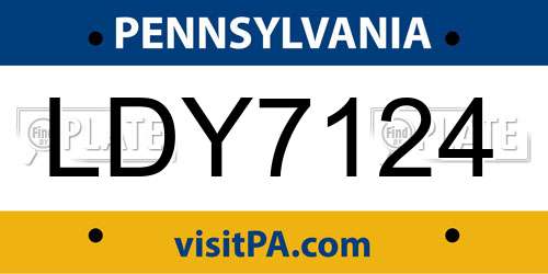 LDY7124 Pennsylvania License Plate