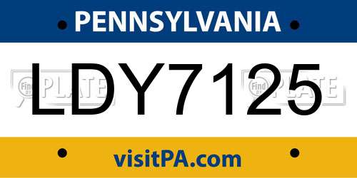 LDY7125 Pennsylvania License Plate
