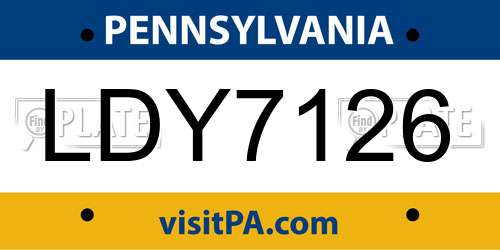 LDY7126 Pennsylvania License Plate