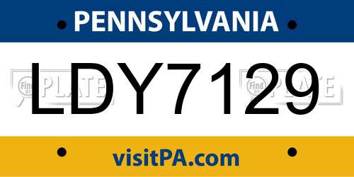 LDY7129 Pennsylvania License Plate