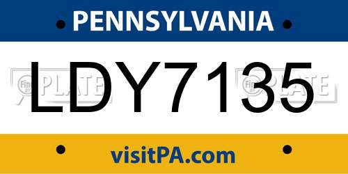 LDY7135 Pennsylvania License Plate