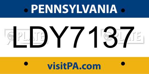 LDY7137 Pennsylvania License Plate