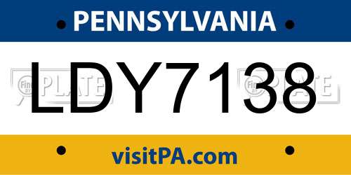 LDY7138 Pennsylvania License Plate