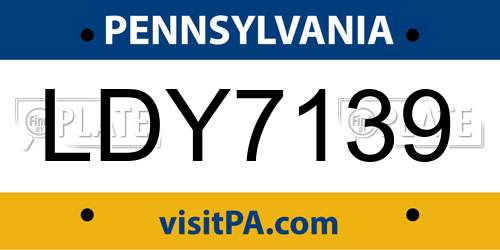 LDY7139 Pennsylvania License Plate