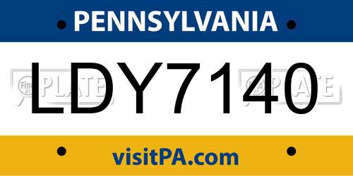 LDY7140 Pennsylvania License Plate