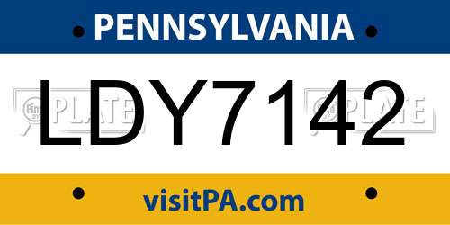 LDY7142 Pennsylvania License Plate