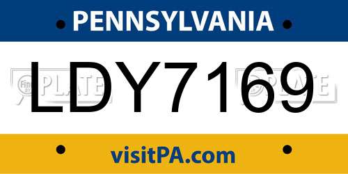 LDY7169 Pennsylvania License Plate