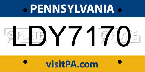 LDY7170 Pennsylvania License Plate