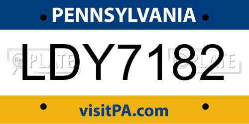 LDY7182 Pennsylvania License Plate
