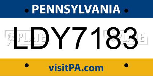 LDY7183 Pennsylvania License Plate