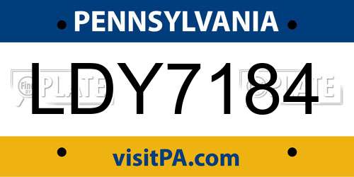 LDY7184 Pennsylvania License Plate