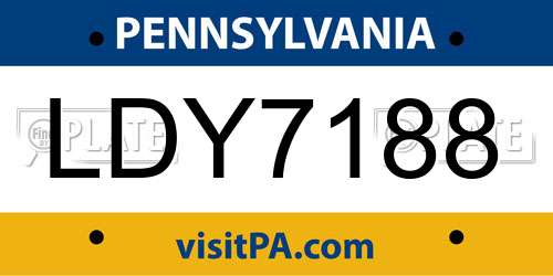 LDY7188 Pennsylvania License Plate