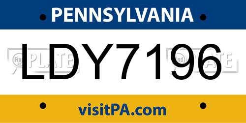 LDY7196 Pennsylvania License Plate