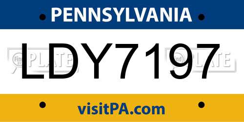 LDY7197 Pennsylvania License Plate