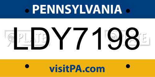 LDY7198 Pennsylvania License Plate