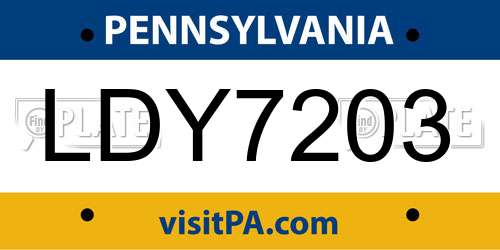 LDY7203 Pennsylvania License Plate