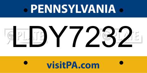 LDY7232 Pennsylvania License Plate