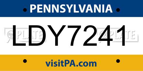 LDY7241 Pennsylvania License Plate