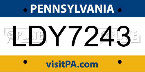 LDY7243 Pennsylvania License Plate