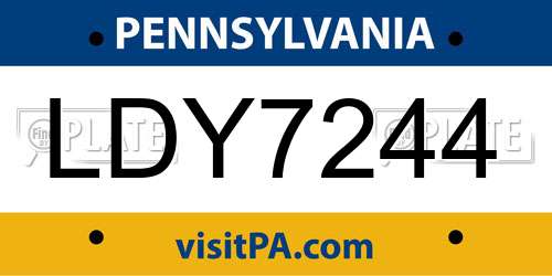 LDY7244 Pennsylvania License Plate