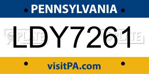 LDY7261 Pennsylvania License Plate
