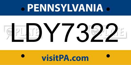 LDY7322 Pennsylvania License Plate
