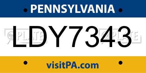 LDY7343 Pennsylvania License Plate