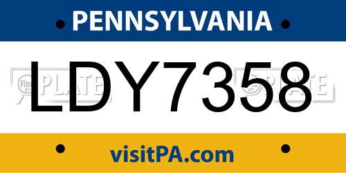LDY7358 Pennsylvania License Plate