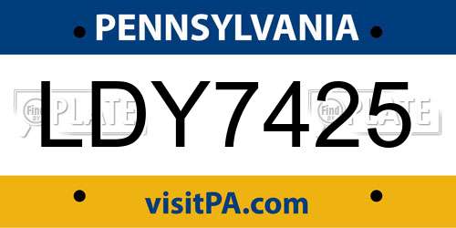 LDY7425 Pennsylvania License Plate