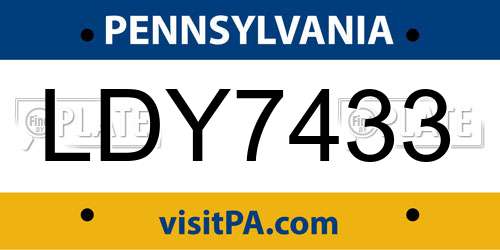LDY7433 Pennsylvania License Plate