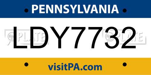 LDY7732 Pennsylvania License Plate