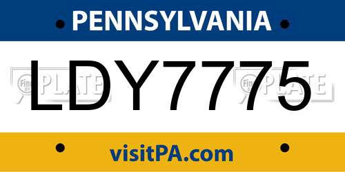 LDY7775 Pennsylvania License Plate