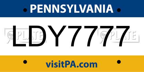 LDY7777 Pennsylvania License Plate