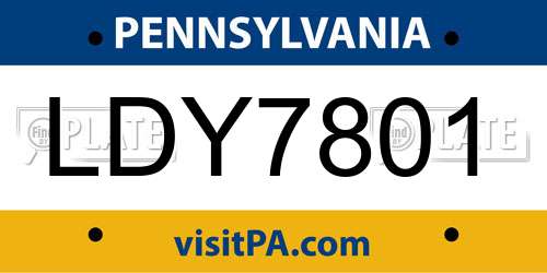 LDY7801 Pennsylvania License Plate