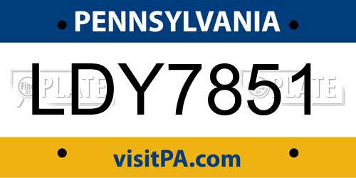 LDY7851 Pennsylvania License Plate