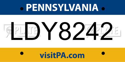 LDY8242 Pennsylvania License Plate