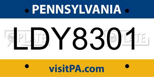 LDY8301 Pennsylvania License Plate