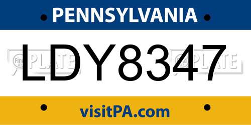 LDY8347 Pennsylvania License Plate
